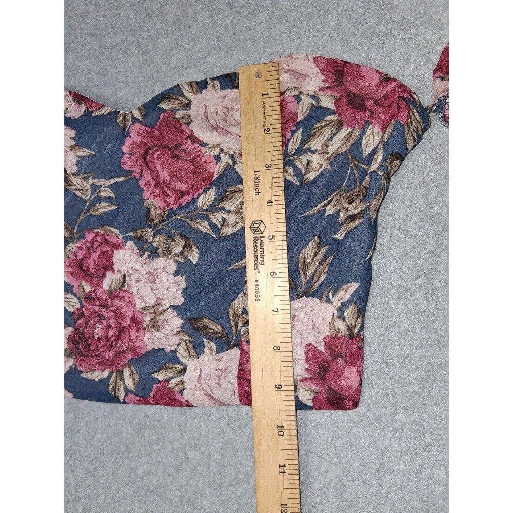Babydoll Cropped Off The Shoulder Balloon Sleeve Blouse Small Floral Coquette - Picture 7 of 14